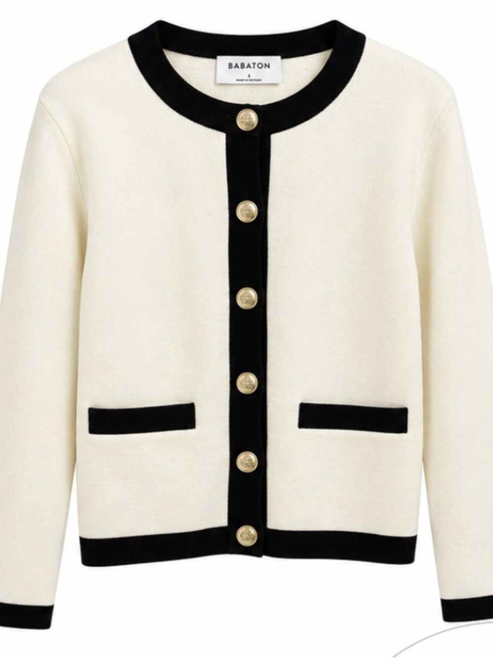 Babaton Women’s Sweater with Black Trim & Gold Buttons